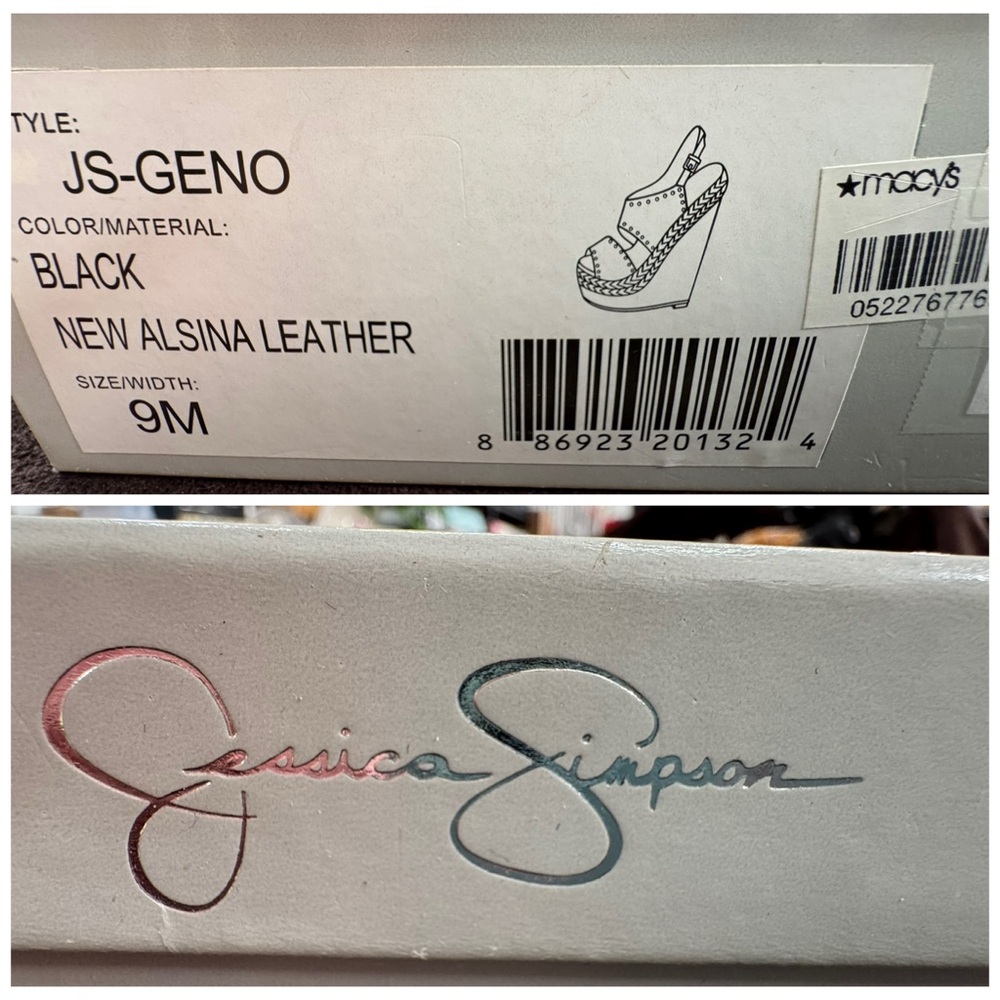 Jessica Simpson Black and Tan Wedge Sandals size 9 - Picture 7 of 7